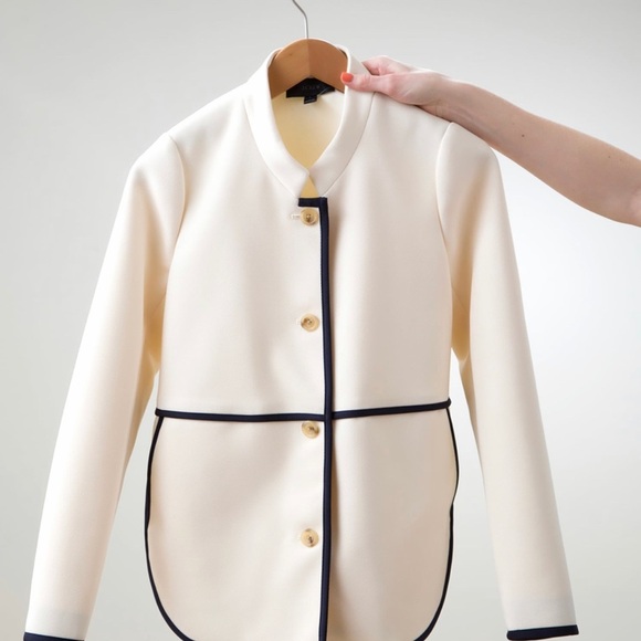 J. Crew off white Tipped Twill blazer jacket NWOT size 6 - Picture 10 of 11